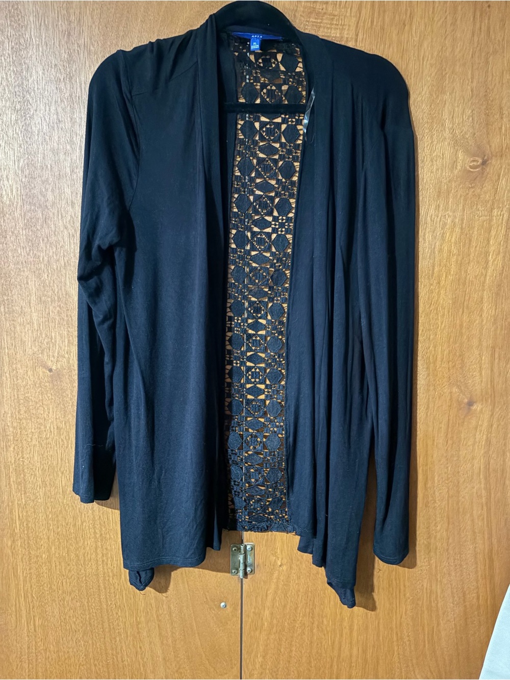 Apt. 9 Black Open-Front Cardigan with Lace Back